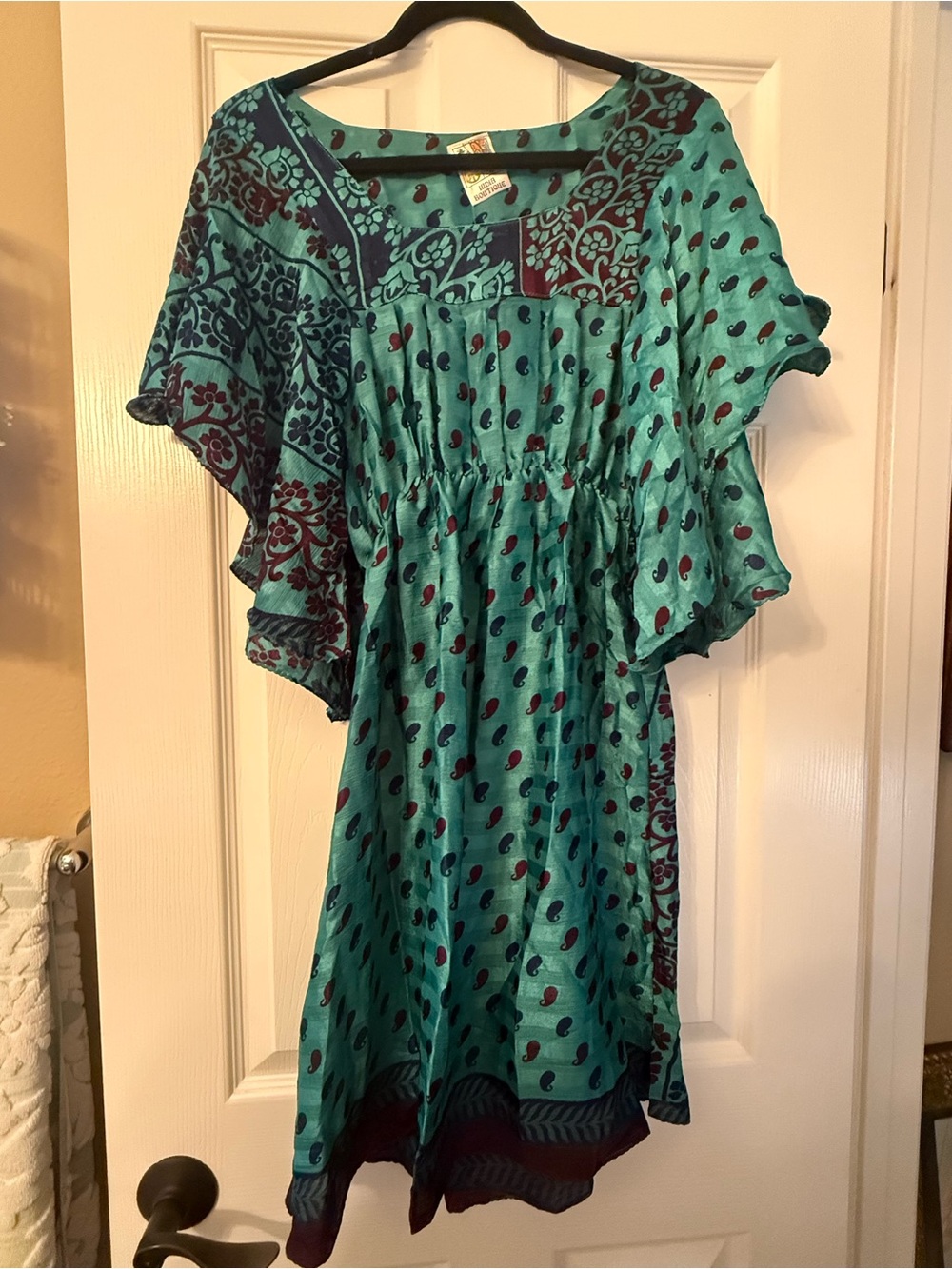 India Boutique Teal and Dark Blue Paisley Mini Dress